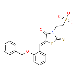 ChemSpider 2D Image | 2-{(5Z)-5-[2-(Benzyloxy)benzylidene]-4-oxo-2-thioxo-1,3-thiazolidin-3-yl}ethanesulfonic acid | C19H17NO5S3