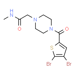 ChemSpider 2D Image | 2-{4-[(4,5-Dibromo-2-thienyl)carbonyl]-1-piperazinyl}-N-methylacetamide | C12H15Br2N3O2S