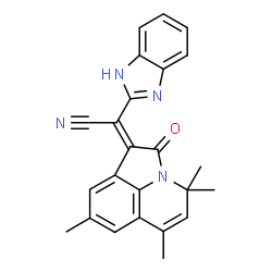 ChemSpider 2D Image | (2Z)-1H-Benzimidazol-2-yl(4,4,6,8-tetramethyl-2-oxo-4H-pyrrolo[3,2,1-ij]quinolin-1(2H)-ylidene)acetonitrile | C24H20N4O