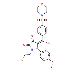 ChemSpider 2D Image | (4E)-4-{Hydroxy[4-(4-morpholinylsulfonyl)phenyl]methylene}-1-(2-methoxyethyl)-5-(4-methoxyphenyl)-2,3-pyrrolidinedione | C25H28N2O8S