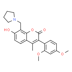 ChemSpider 2D Image | 3-(2,4-Dimethoxyphenyl)-7-hydroxy-4-methyl-8-(1-pyrrolidinylmethyl)-2H-chromen-2-one | C23H25NO5