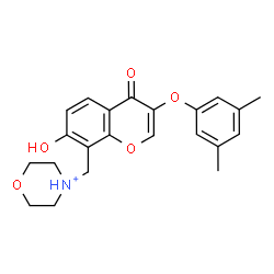 ChemSpider 2D Image | 4-{[3-(3,5-Dimethylphenoxy)-7-hydroxy-4-oxo-4H-chromen-8-yl]methyl}morpholin-4-ium | C22H24NO5