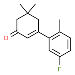 ChemSpider 2D Image | 3-(5-Fluoro-2-methylphenyl)-5,5-dimethyl-2-cyclohexen-1-one | C15H17FO