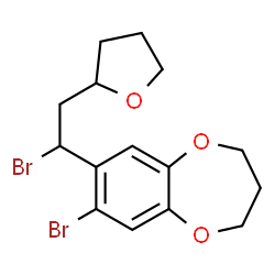 ChemSpider 2D Image | 7-Bromo-8-[1-bromo-2-(tetrahydro-2-furanyl)ethyl]-3,4-dihydro-2H-1,5-benzodioxepine | C15H18Br2O3