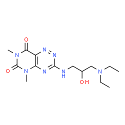 ChemSpider 2D Image | 3-{[3-(Diethylamino)-2-hydroxypropyl]amino}-5,7-dimethylpyrimido[4,5-e][1,2,4]triazine-6,8(5H,7H)-dione | C14H23N7O3