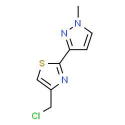 ChemSpider 2D Image | 4-(Chloromethyl)-2-(1-methyl-1H-pyrazol-3-yl)-1,3-thiazole | C8H8ClN3S