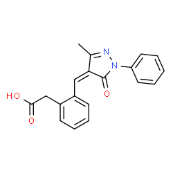 ChemSpider 2D Image | {2-[(Z)-(3-Methyl-5-oxo-1-phenyl-1,5-dihydro-4H-pyrazol-4-ylidene)methyl]phenyl}acetic acid | C19H16N2O3