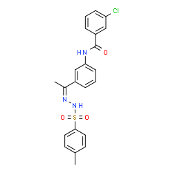 ChemSpider 2D Image | 3-Chloro-N-(3-{(1Z)-N-[(4-methylphenyl)sulfonyl]ethanehydrazonoyl}phenyl)benzamide | C22H20ClN3O3S