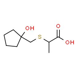ChemSpider 2D Image | 2-{[(1-Hydroxycyclopentyl)methyl]sulfanyl}propanoic acid | C9H16O3S