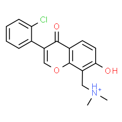 ChemSpider 2D Image | [3-(2-Chlorophenyl)-7-hydroxy-4-oxo-4H-chromen-8-yl]-N,N-dimethylmethanaminium | C18H17ClNO3