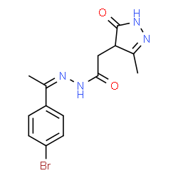 ChemSpider 2D Image | N'-[(1Z)-1-(4-Bromophenyl)ethylidene]-2-(3-methyl-5-oxo-4,5-dihydro-1H-pyrazol-4-yl)acetohydrazide | C14H15BrN4O2