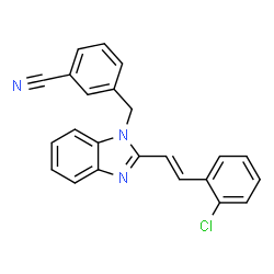 ChemSpider 2D Image | 3-({2-[(E)-2-(2-Chlorophenyl)vinyl]-1H-benzimidazol-1-yl}methyl)benzonitrile | C23H16ClN3