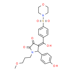 ChemSpider 2D Image | (4E)-4-{Hydroxy[4-(4-morpholinylsulfonyl)phenyl]methylene}-5-(4-hydroxyphenyl)-1-(3-methoxypropyl)-2,3-pyrrolidinedione | C25H28N2O8S