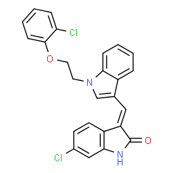 ChemSpider 2D Image | (3E)-6-Chloro-3-({1-[2-(2-chlorophenoxy)ethyl]-1H-indol-3-yl}methylene)-1,3-dihydro-2H-indol-2-one | C25H18Cl2N2O2