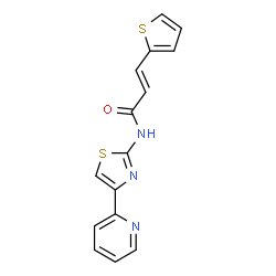 ChemSpider 2D Image | (2E)-N-[4-(2-Pyridinyl)-1,3-thiazol-2-yl]-3-(2-thienyl)acrylamide | C15H11N3OS2