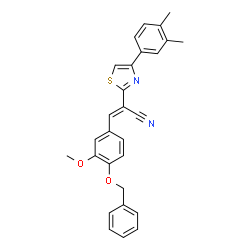 ChemSpider 2D Image | (2E)-3-[4-(Benzyloxy)-3-methoxyphenyl]-2-[4-(3,4-dimethylphenyl)-1,3-thiazol-2-yl]acrylonitrile | C28H24N2O2S