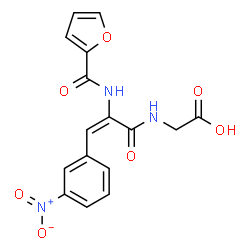 ChemSpider 2D Image | N-[(2E)-2-(2-Furoylamino)-3-(3-nitrophenyl)-2-propenoyl]glycine | C16H13N3O7