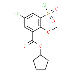 ChemSpider 2D Image | Cyclopentyl 5-chloro-3-(chlorosulfonyl)-2-methoxybenzoate | C13H14Cl2O5S