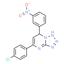 ChemSpider 2D Image | 5-(4-Chlorophenyl)-7-(3-nitrophenyl)-1,7-dihydrotetrazolo[1,5-a]pyrimidine | C16H11ClN6O2