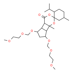ChemSpider 2D Image | 2-Isopropyl-5',7'-bis[(2-methoxyethoxy)methoxy]-5,7b'-dimethylhexahydrospiro[cyclohexane-1,2'-cyclopenta[3,4]cyclobuta[1,2-d][1,3]dioxin]-4'(4a'H)-one | C27H46O9