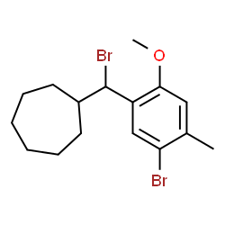 ChemSpider 2D Image | [Bromo(5-bromo-2-methoxy-4-methylphenyl)methyl]cycloheptane | C16H22Br2O