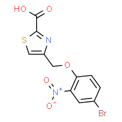 ChemSpider 2D Image | 4-[(4-Bromo-2-nitrophenoxy)methyl]-1,3-thiazole-2-carboxylic acid | C11H7BrN2O5S
