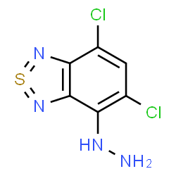 ChemSpider 2D Image | (2,4-dichloro-8$l^{4}-thia-7,9-diazabicyclo[4.3.0]nona-1(6),2,4,7,8-pentaen-5-yl)hydrazine | C6H4Cl2N4S