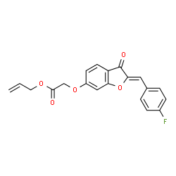 ChemSpider 2D Image | Allyl {[(2Z)-2-(4-fluorobenzylidene)-3-oxo-2,3-dihydro-1-benzofuran-6-yl]oxy}acetate | C20H15FO5