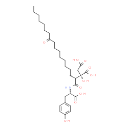 ChemSpider 2D Image | (2S)-2-[(2S)-1-{[(1S)-1-Carboxy-2-(4-hydroxyphenyl)ethyl]amino}-1,11-dioxo-2-octadecanyl]-2-hydroxysuccinic acid | C31H47NO10