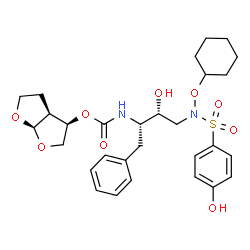 ChemSpider 2D Image | (3R,3aS,6aR)-Hexahydrofuro[2,3-b]furan-3-yl [(2S,3R)-4-{(cyclohexyloxy)[(4-hydroxyphenyl)sulfonyl]amino}-3-hydroxy-1-phenyl-2-butanyl]carbamate | C29H38N2O9S