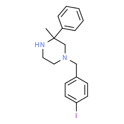 ChemSpider 2D Image | 1-(4-Iodobenzyl)-3-methyl-3-phenylpiperazine | C18H21IN2