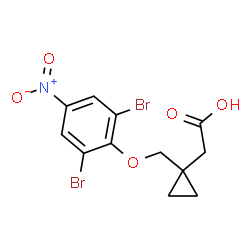 ChemSpider 2D Image | {1-[(2,6-Dibromo-4-nitrophenoxy)methyl]cyclopropyl}acetic acid | C12H11Br2NO5