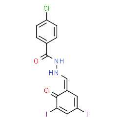 ChemSpider 2D Image | 4-Chloro-N'-[(Z)-(3,5-diiodo-6-oxo-2,4-cyclohexadien-1-ylidene)methyl]benzohydrazide | C14H9ClI2N2O2