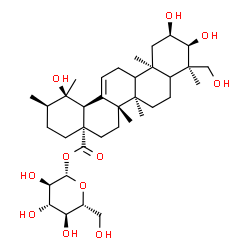 ChemSpider 2D Image | 1-O-[(2alpha,3alpha,5xi,9xi)-2,3,19,23-Tetrahydroxy-28-oxours-12-en-28-yl]-beta-D-glucopyranose | C36H58O11