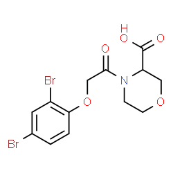 ChemSpider 2D Image | 4-[(2,4-Dibromophenoxy)acetyl]-3-morpholinecarboxylic acid | C13H13Br2NO5