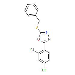 ChemSpider 2D Image | 2-(Benzylsulfanyl)-5-(2,4-dichlorophenyl)-1,3,4-oxadiazole | C15H10Cl2N2OS