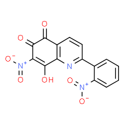 ChemSpider 2D Image | 8-Hydroxy-7-nitro-2-(2-nitrophenyl)-5,6-quinolinedione | C15H7N3O7