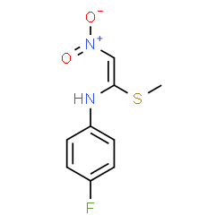 ChemSpider 2D Image | 4-Fluoro-N-[(E)-1-(methylsulfanyl)-2-nitrovinyl]aniline | C9H9FN2O2S