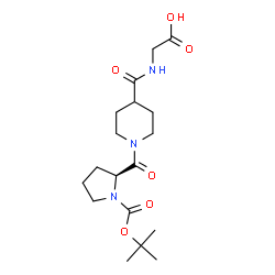 ChemSpider 2D Image | N-{[1-(1-{[(2-Methyl-2-propanyl)oxy]carbonyl}-L-prolyl)-4-piperidinyl]carbonyl}glycine | C18H29N3O6