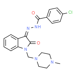 ChemSpider 2D Image | 4-Chloro-N'-{(3Z)-1-[(4-methyl-1-piperazinyl)methyl]-2-oxo-1,2-dihydro-3H-indol-3-ylidene}benzohydrazide | C21H22ClN5O2