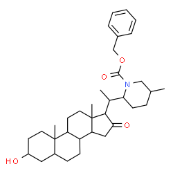 ChemSpider 2D Image | Benzyl 2-[1-(3-hydroxy-16-oxoandrostan-17-yl)ethyl]-5-methyl-1-piperidinecarboxylate | C35H51NO4