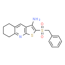 ChemSpider 2D Image | 2-(Benzylsulfonyl)-5,6,7,8-tetrahydrothieno[2,3-b]quinolin-3-amine | C18H18N2O2S2