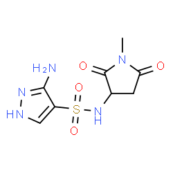ChemSpider 2D Image | 3-Amino-N-(1-methyl-2,5-dioxo-3-pyrrolidinyl)-1H-pyrazole-4-sulfonamide | C8H11N5O4S