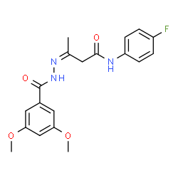 ChemSpider 2D Image | (3Z)-3-[(3,5-Dimethoxybenzoyl)hydrazono]-N-(4-fluorophenyl)butanamide | C19H20FN3O4