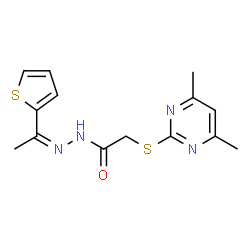 ChemSpider 2D Image | 2-[(4,6-Dimethyl-2-pyrimidinyl)sulfanyl]-N'-[(1Z)-1-(2-thienyl)ethylidene]acetohydrazide | C14H16N4OS2