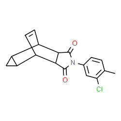 ChemSpider 2D Image | 4-(3-Chloro-4-methylphenyl)-4-azatetracyclo[5.3.2.0~2,6~.0~8,10~]dodec-11-ene-3,5-dione | C18H16ClNO2