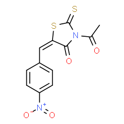 ChemSpider 2D Image | (5E)-3-Acetyl-5-(4-nitrobenzylidene)-2-thioxo-1,3-thiazolidin-4-one | C12H8N2O4S2