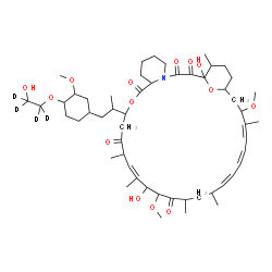 ChemSpider 2D Image | (16Z,24Z,26Z,28Z)-1,18-Dihydroxy-12-[1-(4-{[2-hydroxy(~2~H_4_)ethyl]oxy}-3-methoxycyclohexyl)-2-propanyl]-19,30-dimethoxy-15,17,21,23,29,35-hexamethyl-11,36-dioxa-4-azatricyclo[30.3.1.0~4,9~]hexatriac
onta-16,24,26,28-tetraene-2,3,10,14,20-pentone | C53H79D4NO14