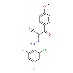 ChemSpider 2D Image | (2E)-3-(4-Methoxyphenyl)-3-oxo-2-[(2,4,6-trichlorophenyl)hydrazono]propanenitrile | C16H10Cl3N3O2