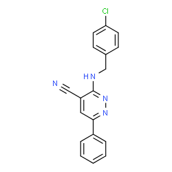 ChemSpider 2D Image | 3-[(4-Chlorobenzyl)amino]-6-phenyl-4-pyridazinecarbonitrile | C18H13ClN4
